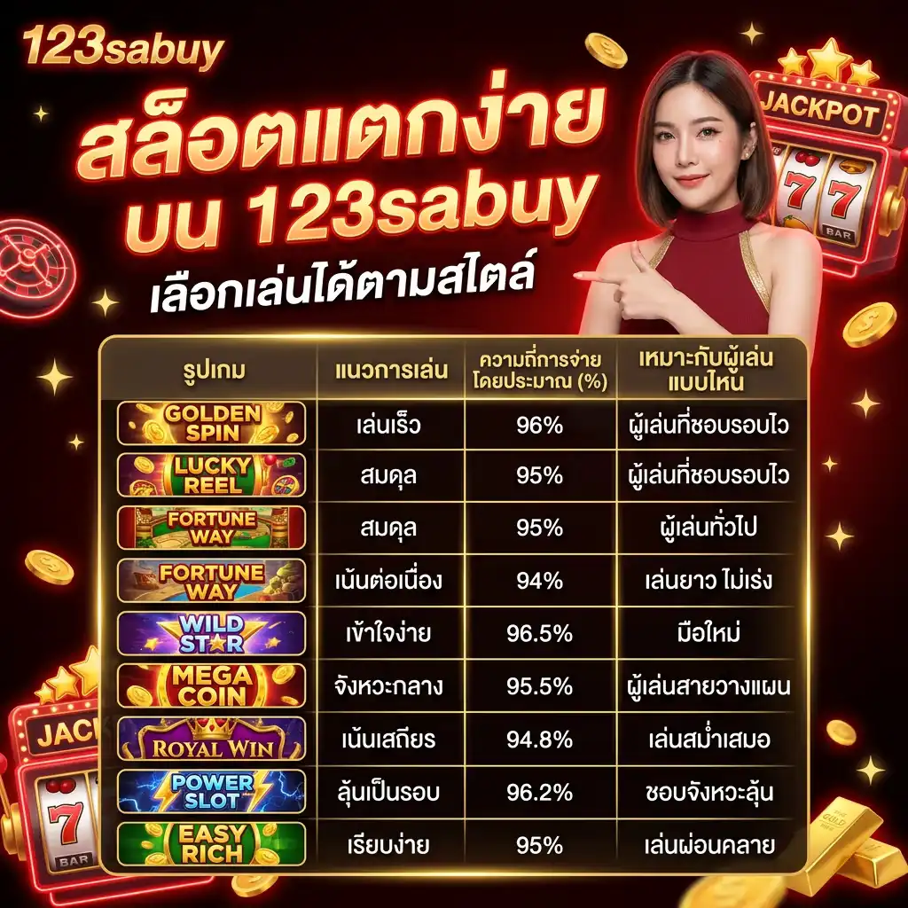 สล็อตแตกง่าย บน 123sabuy เลือกเล่นได้ตามสไตล์